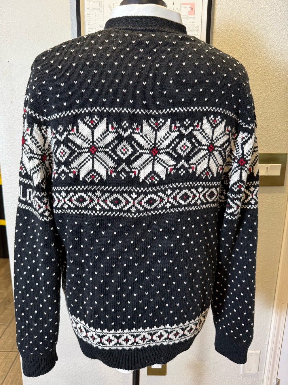 Polo Ralph Lauren Men's XL Black Fair Isle Snowflake Cardigan - Picture 9 of 10